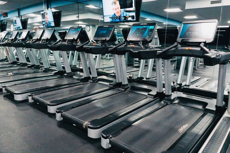 Fitness center interior with equipment