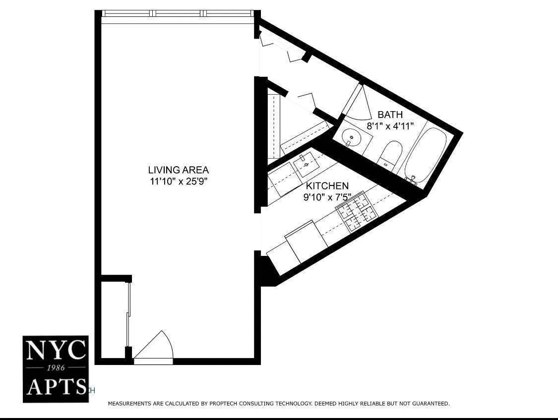Studio floor plan for The Bay Club