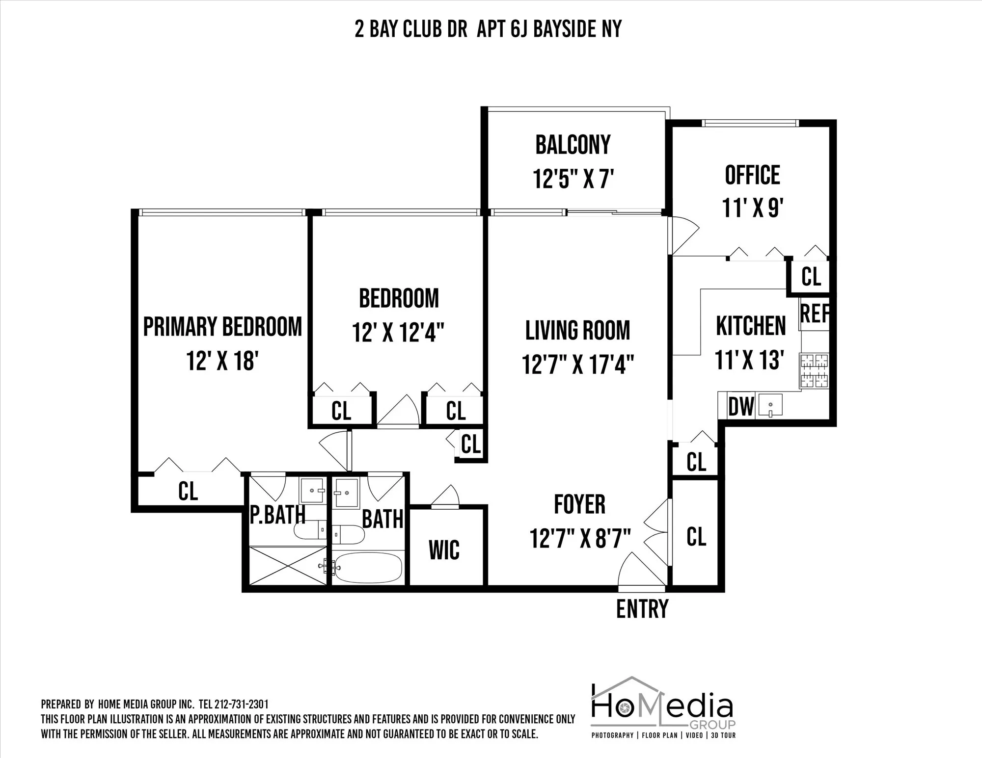 Two-bedroom floor plan for The Bay Club