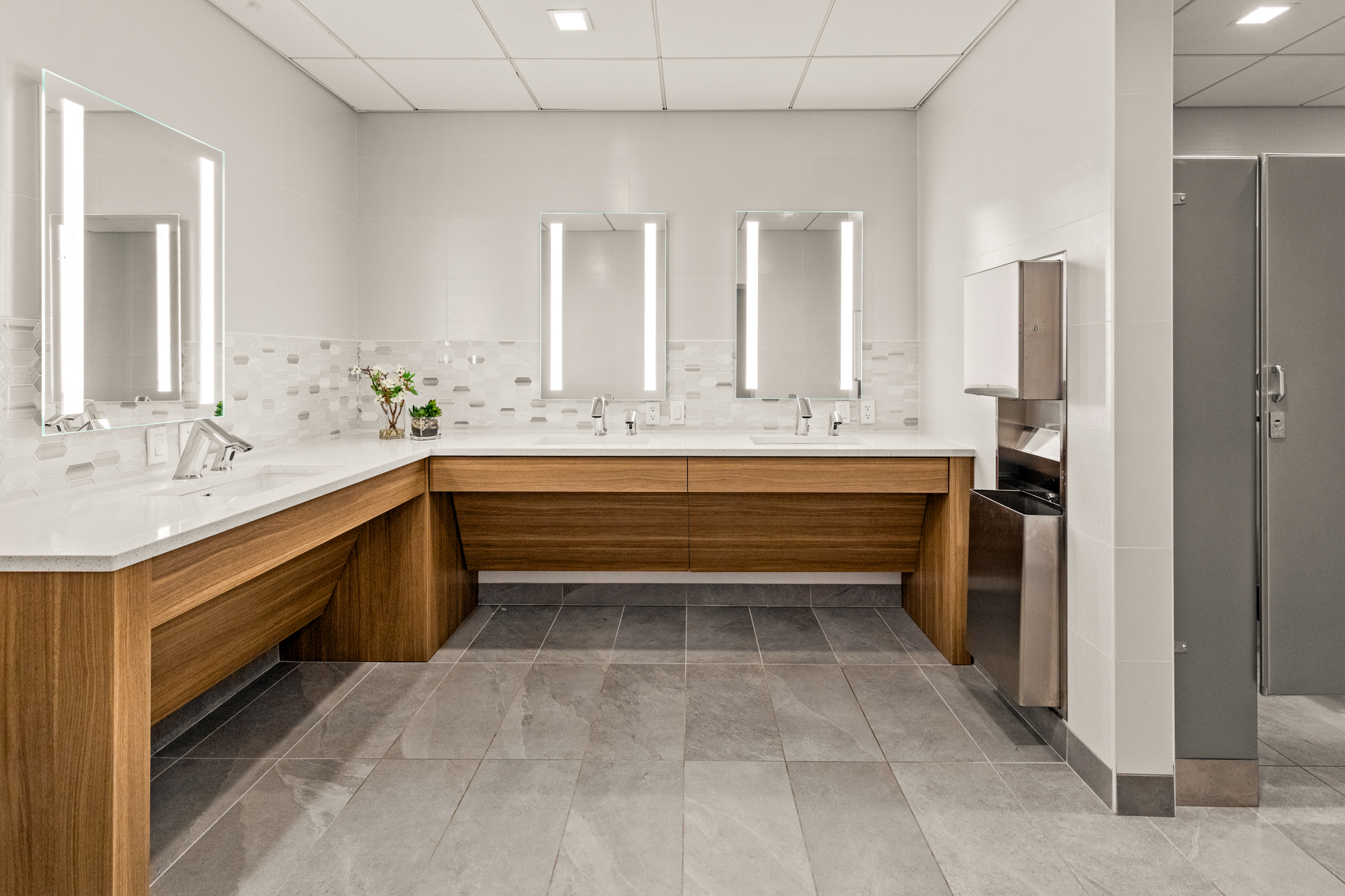 Locker room vanity and sink area